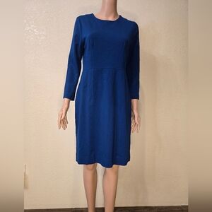 J. Crew Blue Sheath Dress with 3/4 Sleeves